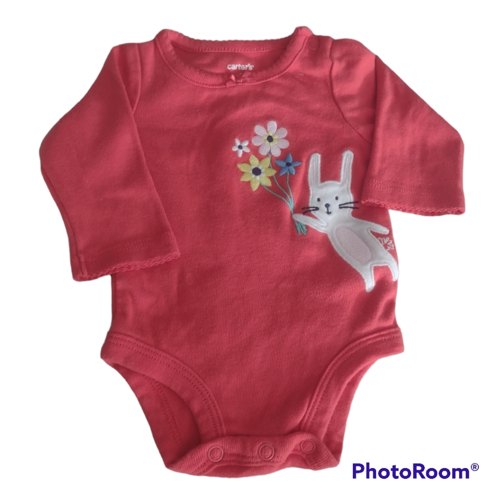 Carter's Baby Girl's Easter Bunny NB Long Sleeve Onsie